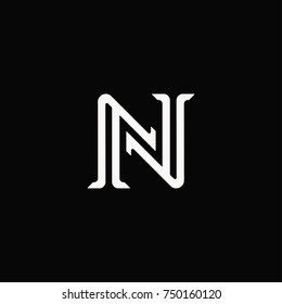 Linear N letter logo sign vintage design.