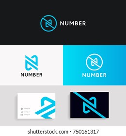 Linear N logo icon company brand sign vector design with business card.