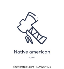 Linear native american axes icon from Culture outline collection. Thin line native american axes icon vector isolated on white background. native american axes trendy illustration