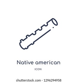 Linear native american flute icon from Culture outline collection. Thin line native american flute icon vector isolated on white background. native american flute trendy illustration