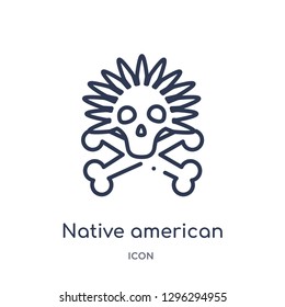 Linear native american skull icon from Culture outline collection. Thin line native american skull icon vector isolated on white background. native american skull trendy illustration
