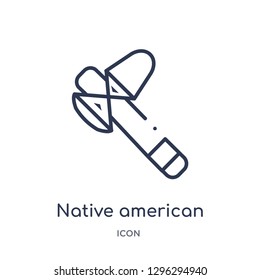 Linear native american tomahawk icon from Culture outline collection. Thin line native american tomahawk icon vector isolated on white background. native american tomahawk trendy illustration