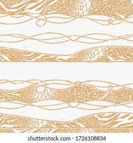 linear  natural textures  pattern with chain silhouettes texture repeating seamless monochrome gold.  Texture snake. Fashionable print. Fashion and stylish background