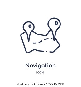 Linear navigation trajectory icon from Maps and locations outline collection. Thin line navigation trajectory icon isolated on white background. navigation trajectory trendy illustration