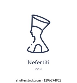 Linear nefertiti icon from Culture outline collection. Thin line nefertiti icon vector isolated on white background. nefertiti trendy illustration