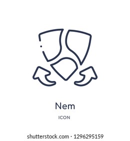 Linear nem icon from Cryptocurrency economy and finance outline collection. Thin line nem icon vector isolated on white background. nem trendy illustration
