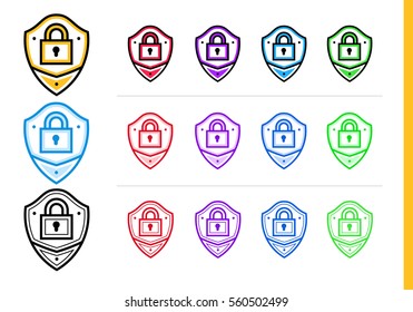 Linear network protection icon for startup business in different colors. Vector elements for website, mobile application  