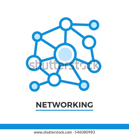 Linear networking icon. Pictogram in outline style. Vector modern flat design element for mobile application and web design.