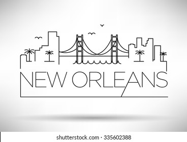 Linear New Orleans City Silhouette with Typographic Design