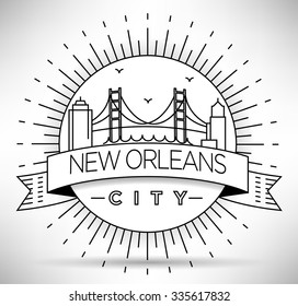 Linear New Orleans City Silhouette with Typographic Design