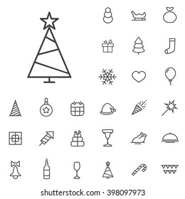 Linear new year icons set. Universal new year icon to use in web and mobile UI, new year basic UI elements set