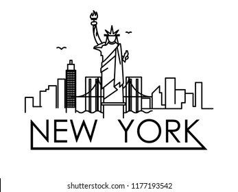 Linear New York City Skyline with Typographic Design