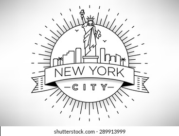 Linear New York City Skyline with Typographic Design