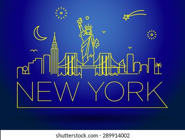 Linear New York City Skyline with Typographic Design