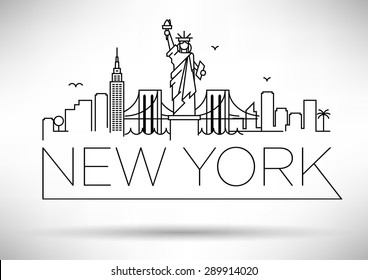 Linear New York City Skyline With Typographic Design