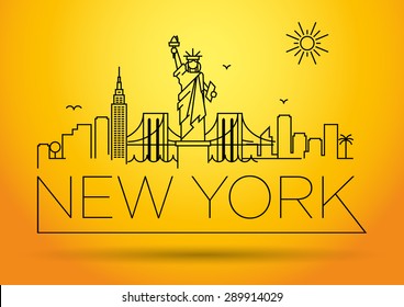 Linear New York City Skyline with Typographic Design