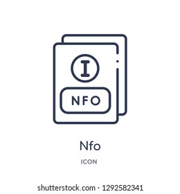 Linear nfo icon from File type outline collection. Thin line nfo icon vector isolated on white background. nfo trendy illustration