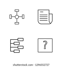 Linear Nodes, Hierarchical structure, Newspaper, Other Vector Illustration Of 4 outline Icons. Editable Pack Of Nodes, Hierarchical structure, Newspaper, Other