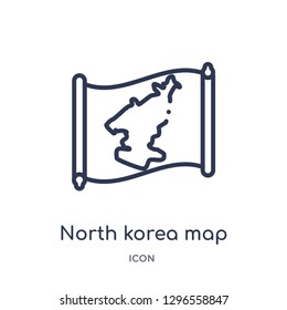 Linear north korea map icon from Countrymaps outline collection. Thin line north korea map icon vector isolated on white background. north korea map trendy illustration