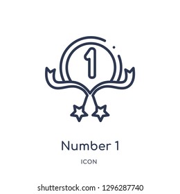 Linear number 1 icon from Customer service outline collection. Thin line number 1 icon vector isolated on white background. number 1 trendy illustration