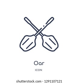 Linear oar icon from Camping outline collection. Thin line oar vector isolated on white background. oar trendy illustration
