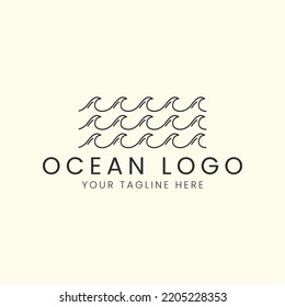 linear ocean style logo vector icon template illustration design. wave water, sea, logo design