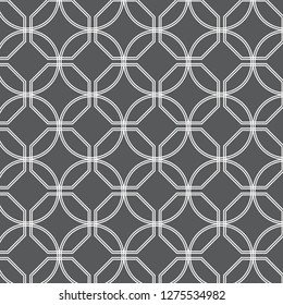Linear octagon shape and circle, vector pattern.