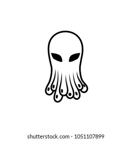 Linear octopus alien icon. Liquid octopus tentacle logo template for the business card, branding and corporate identity.