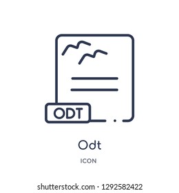 Linear odt icon from File type outline collection. Thin line odt icon vector isolated on white background. odt trendy illustration