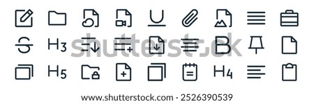 linear office icon pack. vector thin line align left, folder, cloud, lines, add, file, copy, clipboard icons suitable for apps and websites ui designs