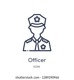 Linear officer icon from Army and war outline collection. Thin line officer vector isolated on white background. officer trendy illustration