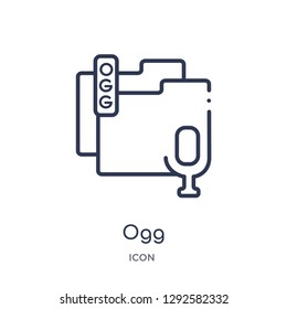 Linear ogg icon from File type outline collection. Thin line ogg icon vector isolated on white background. ogg trendy illustration