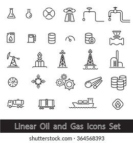 Linear Oil and Gas Icons Set