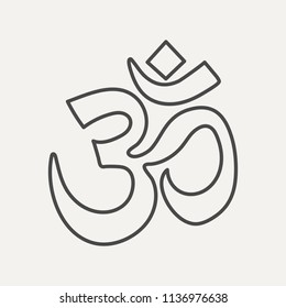 Linear Om sign isolated on white background. Sacral symbol of Hinduism, Buddhism or Vedic tradition. Vector illustration