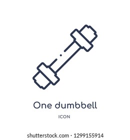 Linear one dumbbell icon from Measurement outline collection. Thin line one dumbbell icon isolated on white background. one dumbbell trendy illustration
