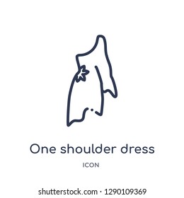 Linear one shoulder dress icon from Clothes outline collection. Thin line one shoulder dress vector isolated on white background. one shoulder dress trendy illustration
