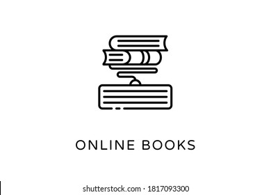 Icono de Libros en línea lineales en vector. Logotipo