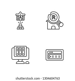 Linear Online education, Library, Learning, Website Vector Illustration Of 4 outline Icons 