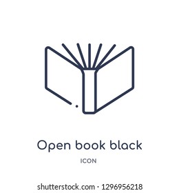 Linear open book black cover icon from Education outline collection. Thin line open book black cover icon isolated on white background. open book black cover trendy illustration