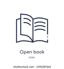 Linear open book icon from Customer service outline collection. Thin line open book icon vector isolated on white background. open book trendy illustration