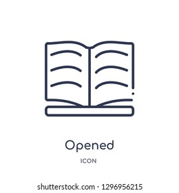 Linear opened icon from Education outline collection. Thin line opened icon isolated on white background. opened trendy illustration