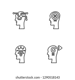 Linear Opportunities, Solution, Failure, Initiative Vector Illustration Of 4 outline Icons. Editable Pack Of Opportunities, Solution, Failure, Initiative