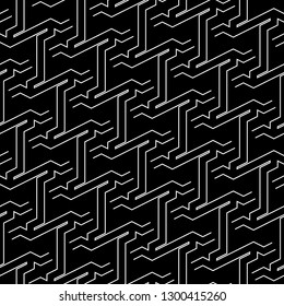 Linear ornament. Digital paper, textile print, web design, abstract backdrop. Seamless pattern. Geometrical wallpaper. Geometric motif. Modern backdrop. Vector.