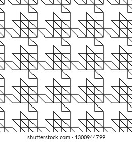 Linear ornament. Geometric background. Mosaic motif. Digital paper, textile print. Seamless abstract. Houndstooth wallpaper.Triangular, quadrangular figures backdrop. Triangles, quadrangles pattern.
