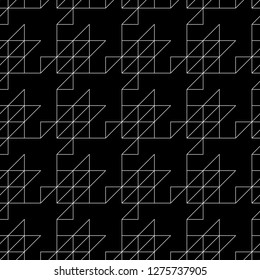 Linear ornament. Geometric background. Triangles pattern. Mosaic motif. Houndstooth wallpaper. Triangular figures backdrop. Digital paper, textile print, web designing. Seamless abstract