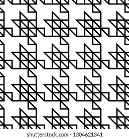 Linear ornament. Geometric background. Triangles pattern. Mosaic motif. Triangular figures backdrop. Digital paper, textile print, web designing. Seamless abstract. Houndstooth wallpaper.