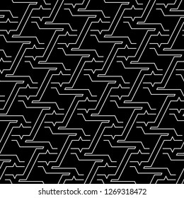 Linear ornament. Geometric motif. Modern backdrop. Digital paper, textile print, web design, abstract backdrop. Geometrical wallpaper. Seamless pattern. Vector.