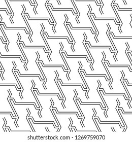 Linear ornament. Geometrical wallpaper. Modern backdrop. Geometric motif. Digital paper, textile print, web design, abstract backdrop. Seamless pattern. Vector