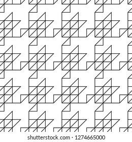Linear ornament. Houndstooth wallpaper. Geometric background. Triangles pattern. Mosaic motif. Triangular figures backdrop. Digital paper, textile print, web designing. Seamless abstract.
