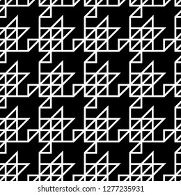 Linear ornament. Houndstooth wallpaper. Mosaic motif. Triangles pattern. Geometric background. Triangular figures backdrop. Digital paper, textile print, web designing. Seamless abstract